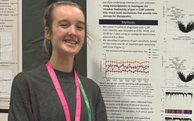 Amanda standing in front of her research poster