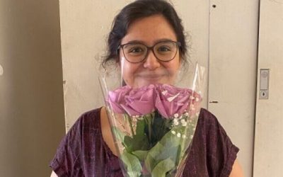 Golnar holding flowers
