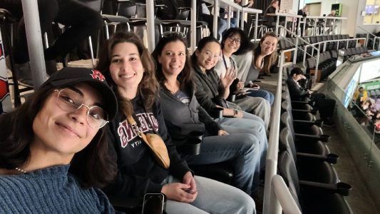 lab goes to a hockey game